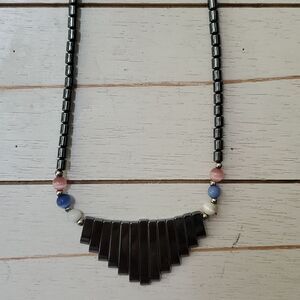 Necklace choker 16" gunmetal graphite twist closure